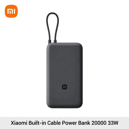Xiaomi 20000mAh 33W Two-Way Fast Charging Power Bank with Built-in USB-C Cable Portable External Battery for iPhone Samsung