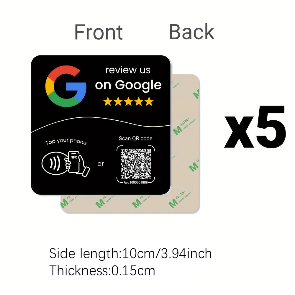 NTAG215 Programmable NFC Standing Card Editable 13.56MHz QR Code Google Review Square Table Display Card for Business
