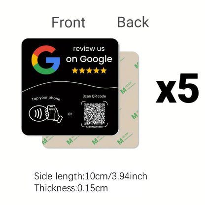 NTAG215 Programmable NFC Standing Card Editable 13.56MHz QR Code Google Review Square Table Display Card for Business