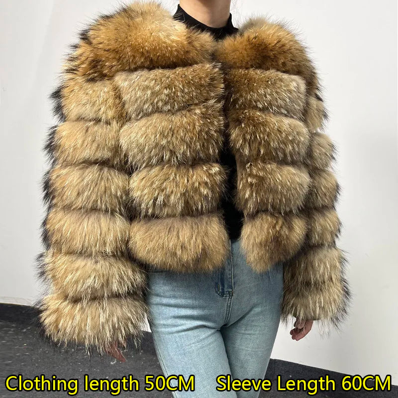 2026 Maomaokong Super Hot Winter Women Luxury Thick Real Raccoon Fur Coat Natural Fox Fur Jacket Plus Size Jackets Female Vest