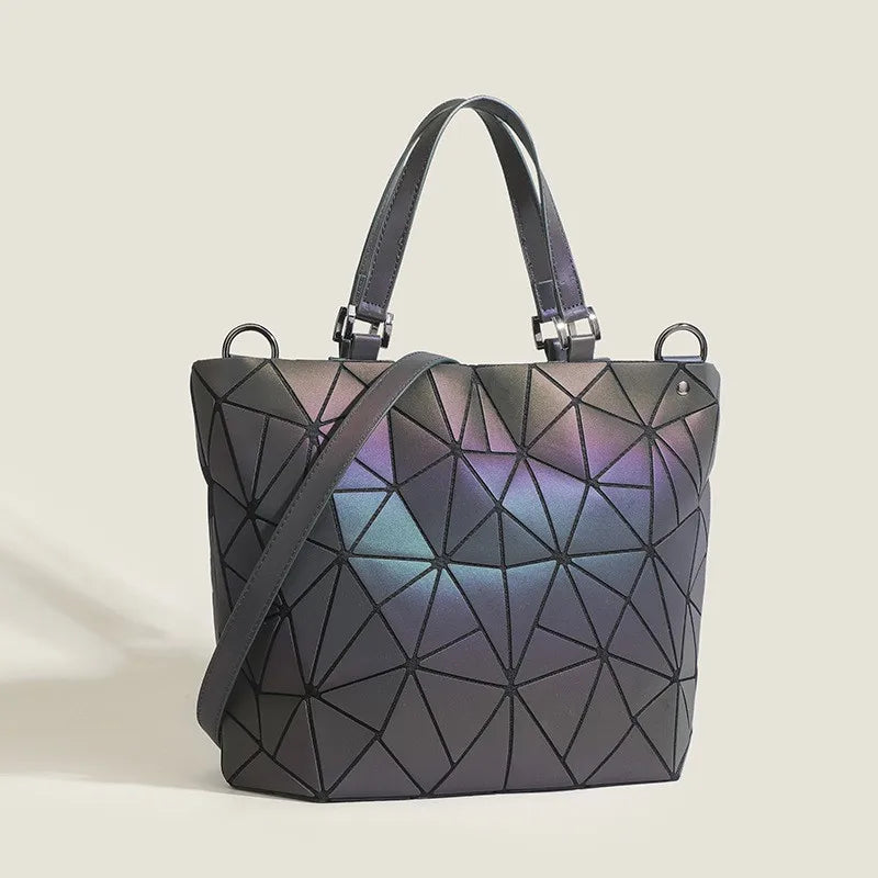 Luminous Spring and Summer New Women's Bag, Geometric Rhombus Bucket Bag, Fashionable and Versatile Handbag, Large Capacity Shoulder Crossbody Bag