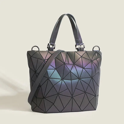 Luminous Spring and Summer New Women's Bag, Geometric Rhombus Bucket Bag, Fashionable and Versatile Handbag, Large Capacity Shoulder Crossbody Bag