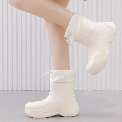2025 New Women Rain Boots Autumn Platform Shoes Waterproof Kitchen Shoes Comfortable Female Ankle Boot EVA Windproof Women Boots