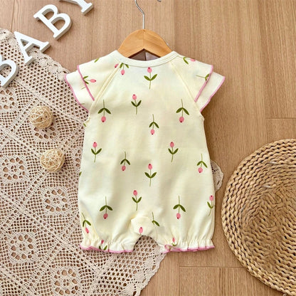 2025 baby girl rompers summer short sleeve clothing cotton Girls Onesies toddlers clothes infant newborn overalls kids homewear