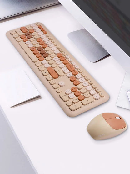 110-key color wireless keyboard and mouse set, with noise-reducing silent keys, suitable for laptops and desktop computers