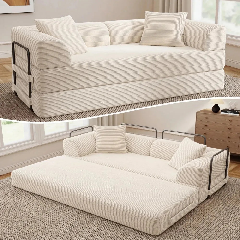 Cloud Boneless Convertible Floor Sofa Bed, 70" 5-in-1 Foldable Compressed Loveseat Lounge Sleeper 2 Seater Couches