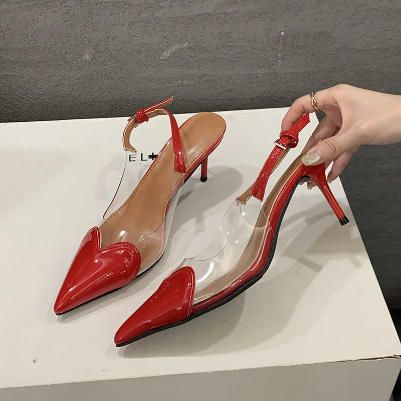 2026 New  High Heels Pvc Transparent Sandals Women'S Pointed-Toe Sexy Single Shoes