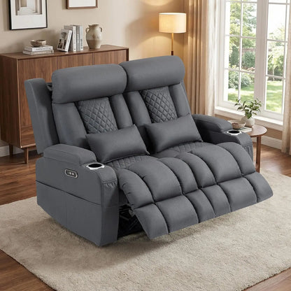 Electric RV Loveseat Recliner Sofa, Cat-Friendly Power Reclining Sofa Couch with Adjustable Headrest, Wall Hugger, Custom