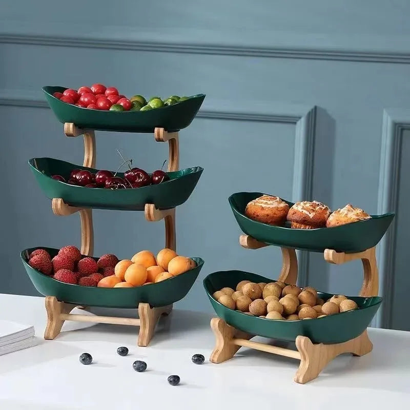 Creative 2/3 Layer Fruit Plate Home Organizer Living Room Plastic Snack Dish Dried Fruit Basket Candy Dish Cake Stand Salad Bowl