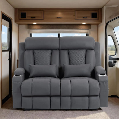 Wall Hugger Power Reclining Loveseat with Manual Adjustable Headrests, Electric Recliner Sofa with USB/Type-C Ports,, Custom