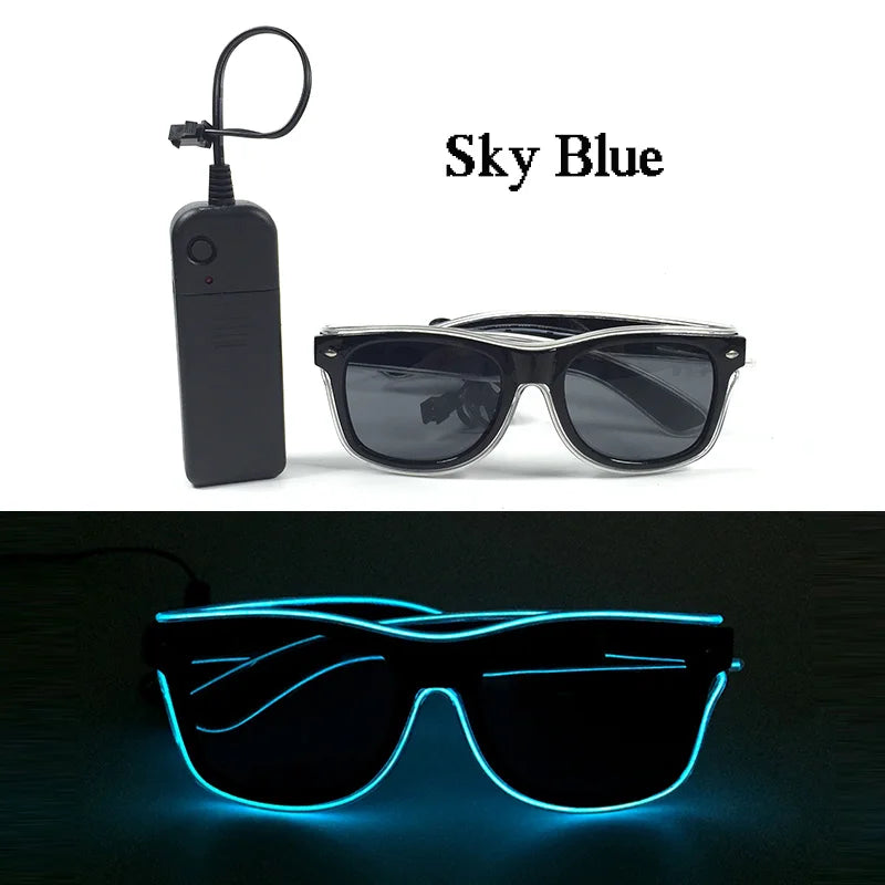 1PC Light Up LED Glasses Glow Sunglasses EL Wire Neon Glasses Glow in The Dark Party Supplies Neon Party Favors for Adults