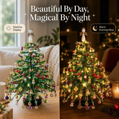 Handmade DIY Beaded Christmas Tree Kit with Light Up Crystal Bead Mini Bead Weaving Set Sparkling Educational