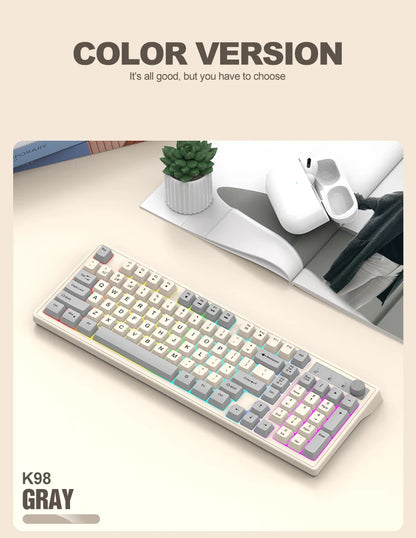 Dual-Mode Wireless Keyboard and Mouse Set 2.4G Dual Bluetooth Keyboard RGB Gaming Keyboard Mouse Kit Mechanical Feel Keyboard
