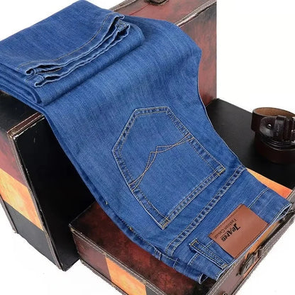 Men's Slim Fit Stretch Jeans | Classic Business Casual Denim | Black & Blue