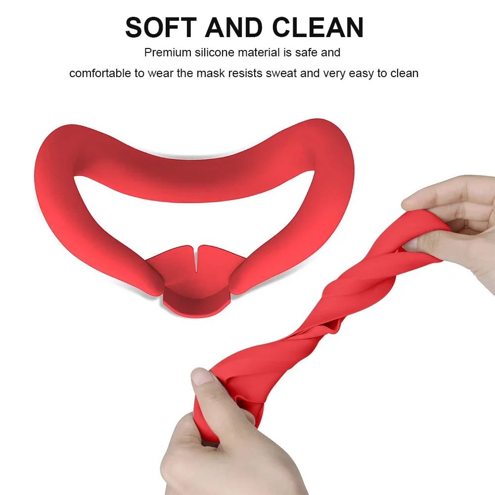 Silicone VR Face Cover for Meta Quest 3 Silicone Eye Mask Sweatproof Mask Face Cushion Replacement for VR Glasses Accessories