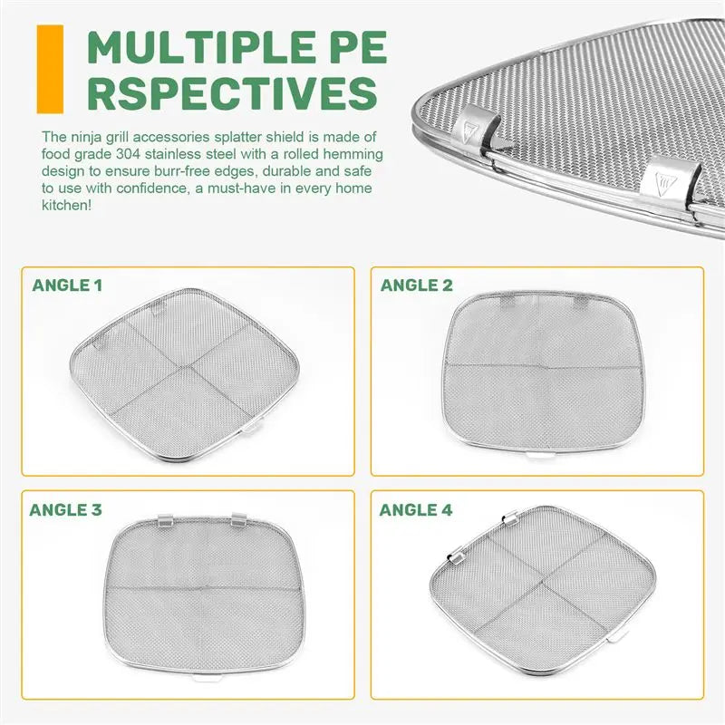 ABBZ-Replacement Splatter Shield For Ninja Foodi AG301 5-In-1 Indoor Grill Stainless Steel AG300 AG300C AG400