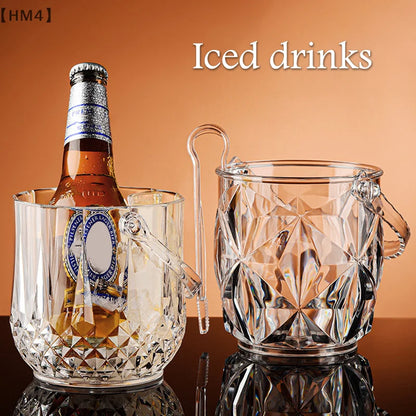 〔HM4〕Transparent Wine Ice Cooler For Party Home Whisky Ice Bucket Ice Champagne Bucket Thermal Beer Bucket Bar Accessories