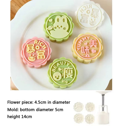 1 set DIY Mooncake Mold Plastic Hand Press Pastry Mold Hand Press Mung Bean Cake Model Pastry Embossing Make Kitchen Baking Tool