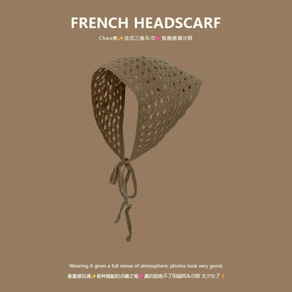 Korean-style cozy knit triangular headscarf for women, spring/summer, cute versatile country beach vacation hairband