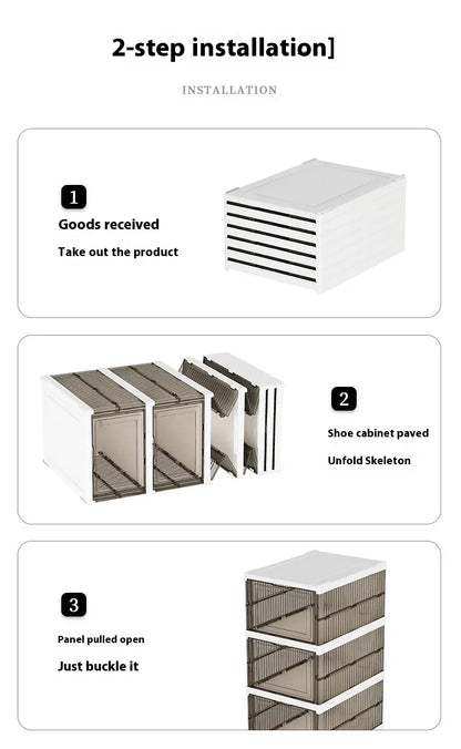 Dustproof 1/3/6 Layers Foldable Shoes Box Stackable Transparent Thickened Plastic Bins Sneaker Shoe Organizer Cabinet Organizers