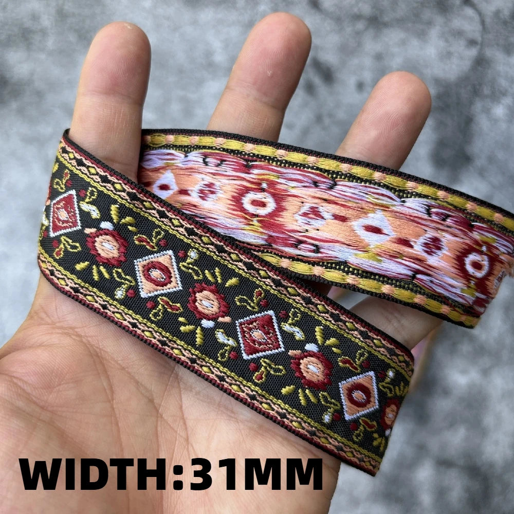 5 Yards 1~3CM Geometric Flower Designs Are Selling Well Embroidered Jacquard Ribbon Decorative Clothing Dog Chain Curtains