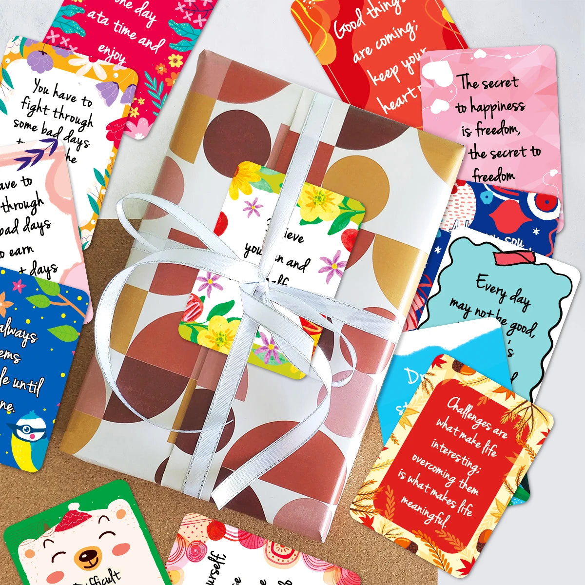50pcs Uplifting Positive Affirmation Cards, Mini Note Card for Lunch Box, Colorful Motivational Cards with Inspirational Quotes