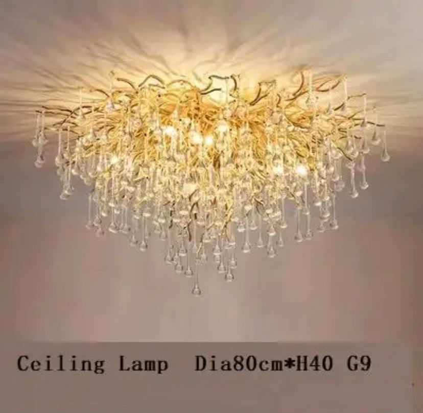 Luxury Gold Crystal LED Chandeliers Living Dining Room Bedroom Lighting Lustre Ceiling Pendant Lamps Indoor Villa Lights Fixture