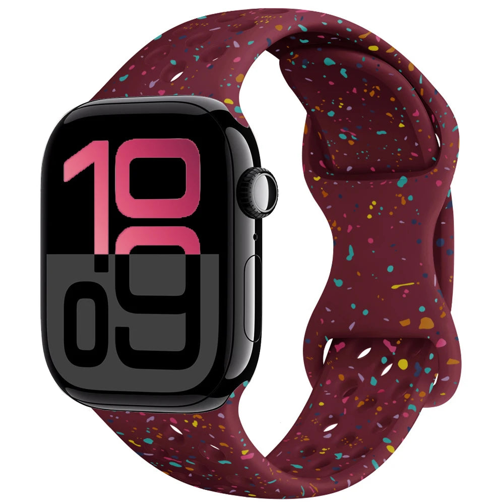 Silicone Strap For Apple Watch 11 10 9 8 7 46mm 45mm 42mm 41mm Ultra 3/2 49mm Breathable Bracelet Wristband iWatch 6 5 4 SE 44mm