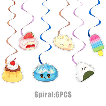 Squishy Bao Bun Themed Birthday Party Decorations Set Tableware Paper Plates Cups Cute Squishy Gift Bags Balloon Banner Supplies