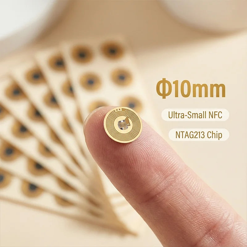 10mm FPC NFC Tag NTAG213 Rewritable Sticker for iPhone Android Devices Mini RFID Sticker 144 Bytes for Smart Home Automation