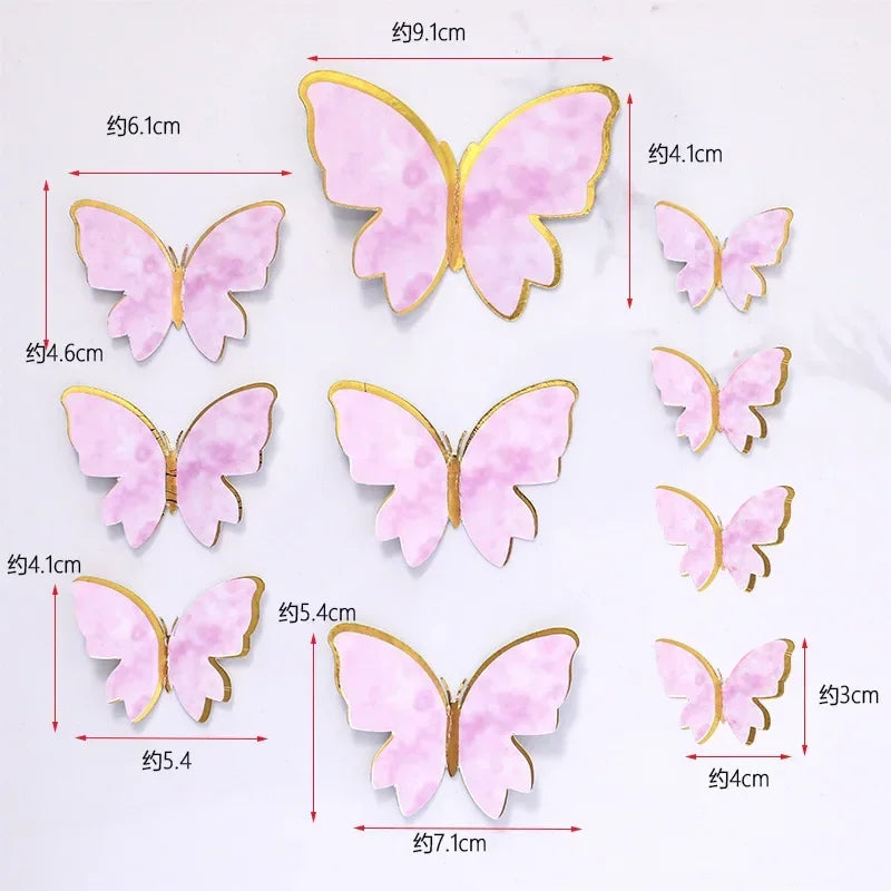 1 Set Happy Birthday Cake Topper Decoration Handmade Painted Butterfly For Wedding Party Baby Shower