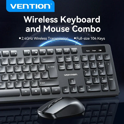 Vention Office Home Wireless Keyboard And Mouse Set Support English Spanish Computer Business Office Gaming Key Mouse Cover Kit