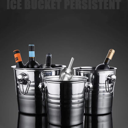 Stainless Steel Wine Cooler Bucket Double Wall Wine Bottle Cooler Holder Champagne Cooler Beer Chiller Ice Bucket Ktv Bar Tool