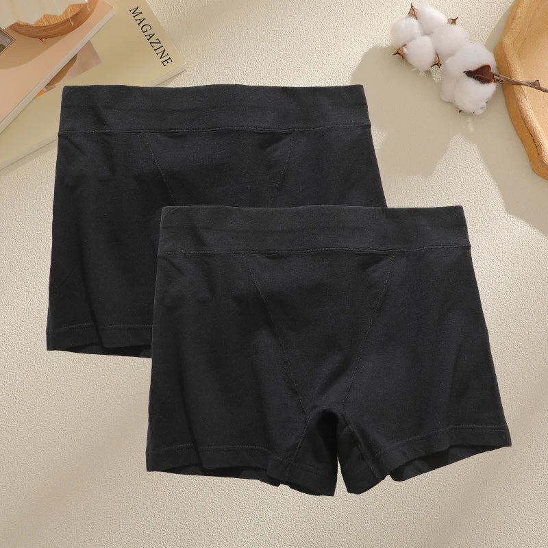 New 2PCS Women's Panties Cotton Solid Color Sports Boxers Underwear Seamless High Rise Cozy Lingerie Breathable Underpants S-XXL