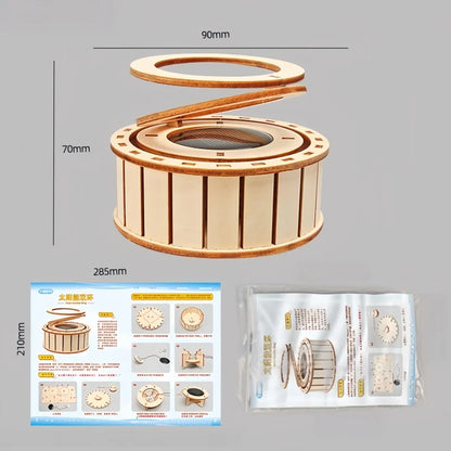 DIY Solar-Powered Double-Ring Rotating Toy Kids Fun Tech Handmade STEM Science Experiment Wooden Assembly Educational Gift