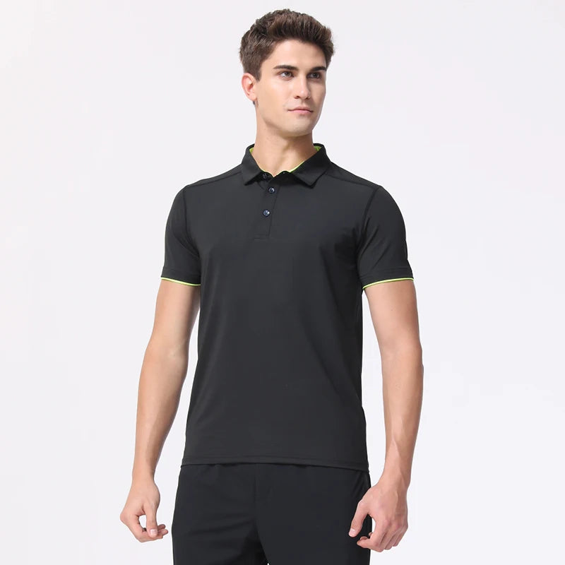 Quick Dry Men's Sports Polo Shirt Golf Wear Summer Gym Fitness Training Clothing Comfortable Breathable Shirts