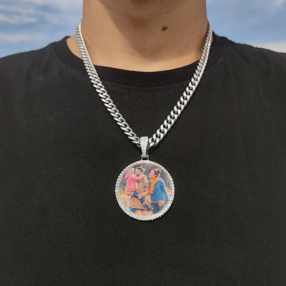 Custom Made Big Photo Medallions 18k Gold Necklace Pendant Iced Out Cuban Men Hip Hop Picture Jewelry Gift Can Free Custom Logo