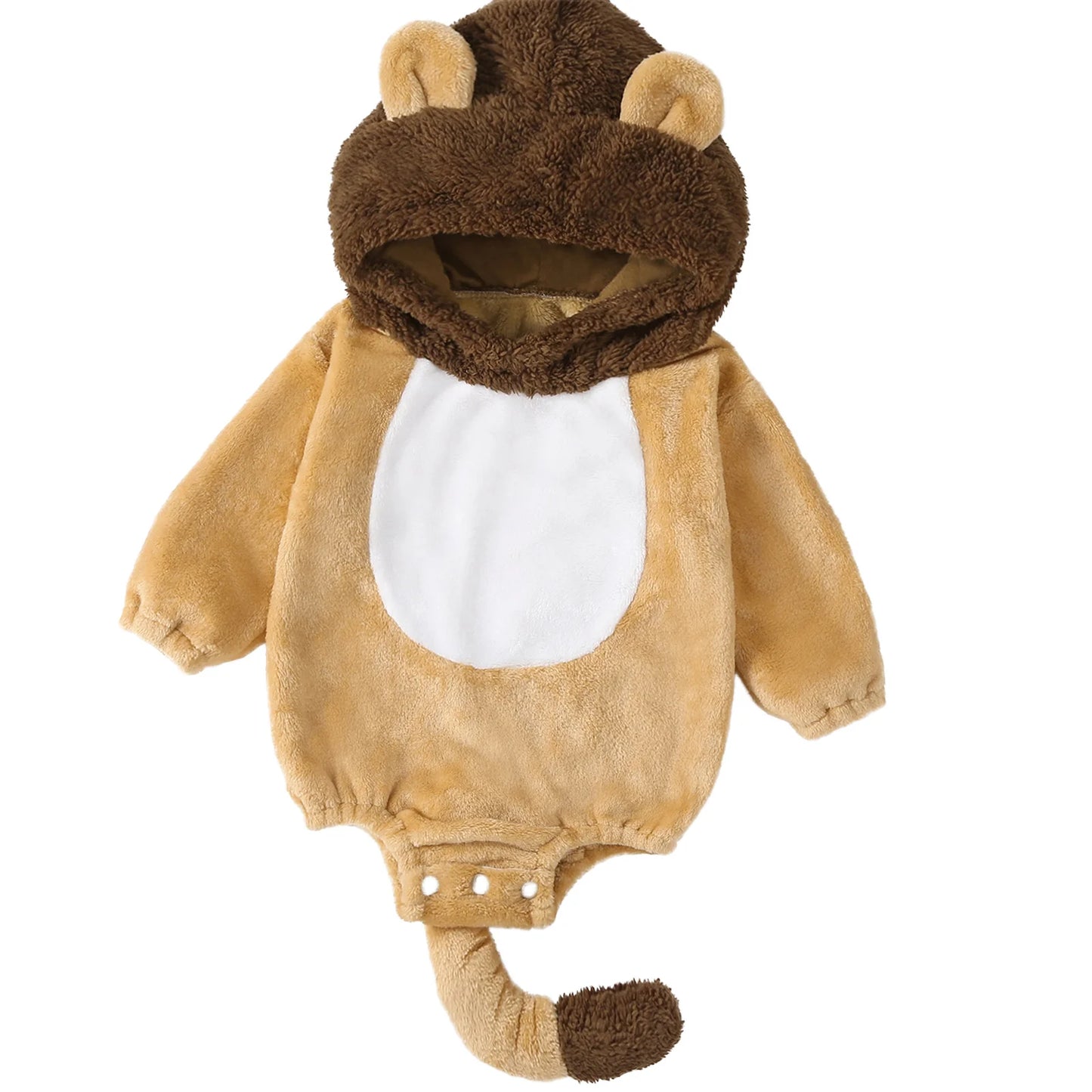 Baby Boys Girls Animal Costume Flannel Animals Hooded Romper Jumpsuits Newborn Halloween Outfit