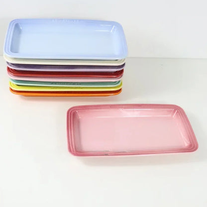 Le Creuset Rectangular Ceramic Plate Dim Sum Dessert Antipasto Dish Japanese Style Handmade Gradient Color Chinese Cuisine