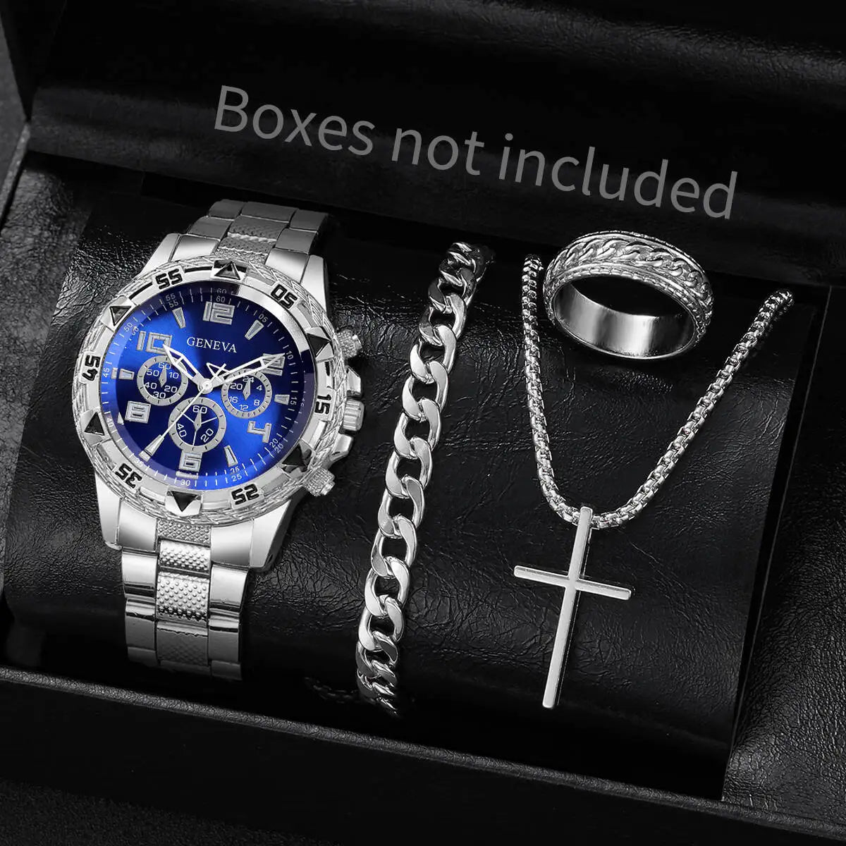 Surprise Mystery Watch Set Blind Box-4PCS/Set Fashion Men Business Watch Quartz Wristwatch Jewelry Set Reloj Hombre（Without Box）