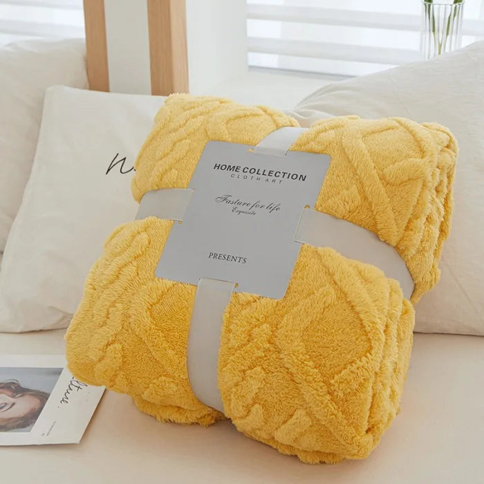 New Jacquard Rhombus Taffy Velvet Blanket Single Layer Double Sided Milk Velvet Soft Warm Throw Blanket for Sofa Bed Office Air