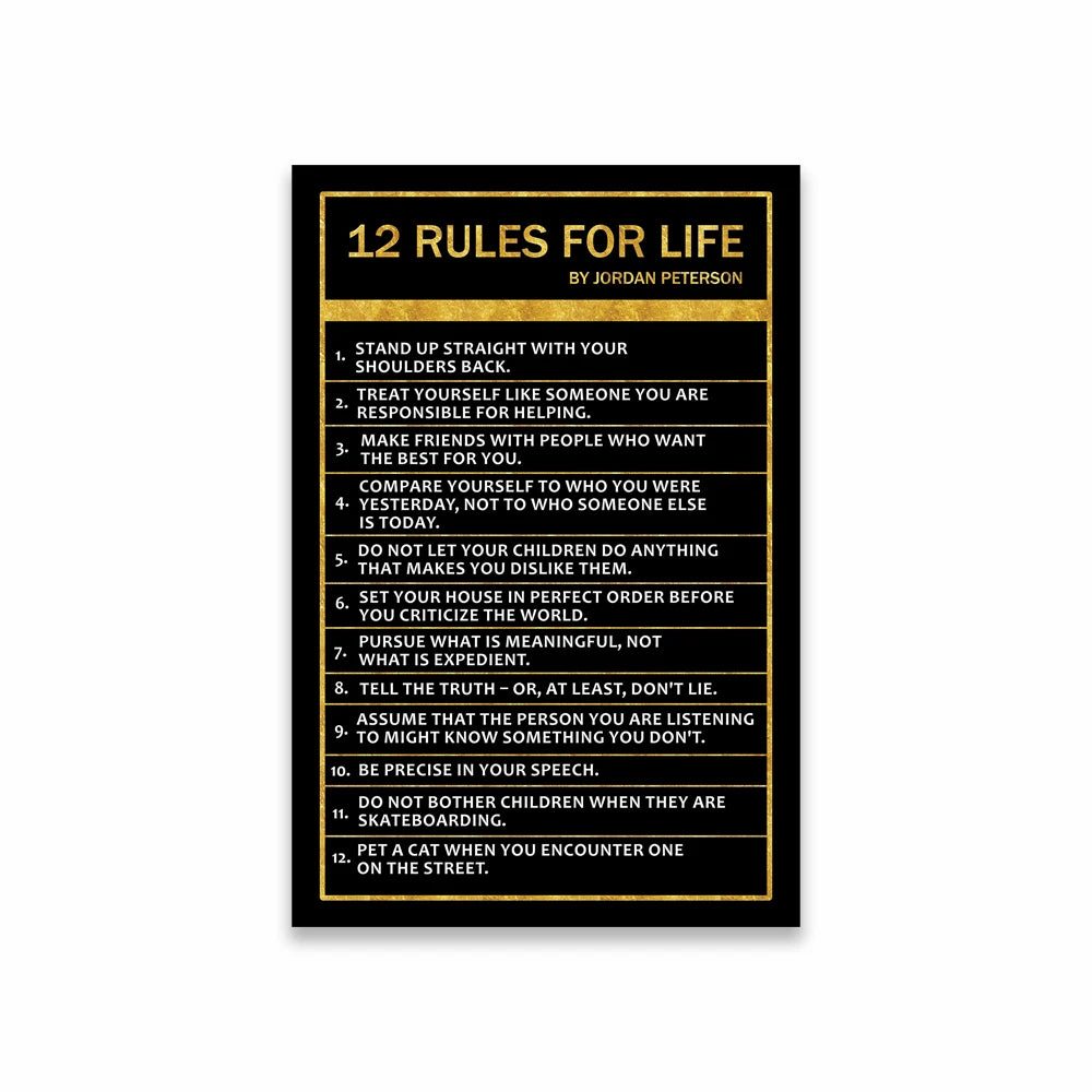 10 Rules of Life Motivational Poster Inspiration Canvas Print Wall Art Office Decor Home Decor Motivational Sign Positive Saying