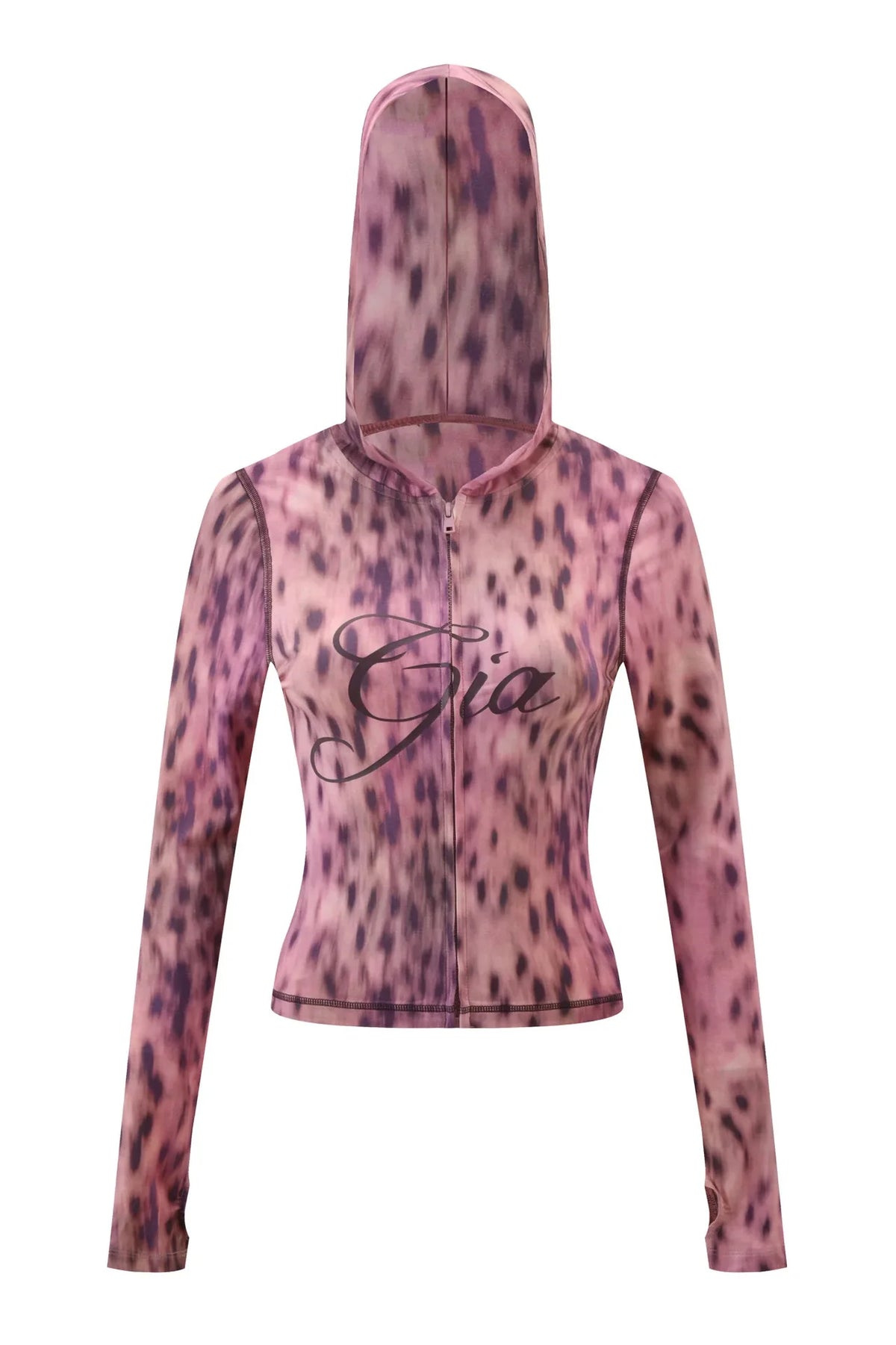 Gia Straight Shoulder Slim Letter Print Slim Hooded Zipper Short Jacket Sports Casual Pants Set