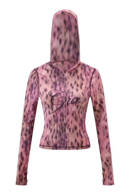 Gia Straight Shoulder Slim Letter Print Slim Hooded Zipper Short Jacket Sports Casual Pants Set