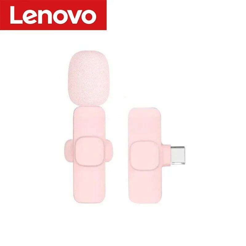 Lenovo 2026 Wireless Lavalier Microphone AI Noise Cancelling For iPhone Android Live Stream Gaming Vlog Plug & Play Receiver
