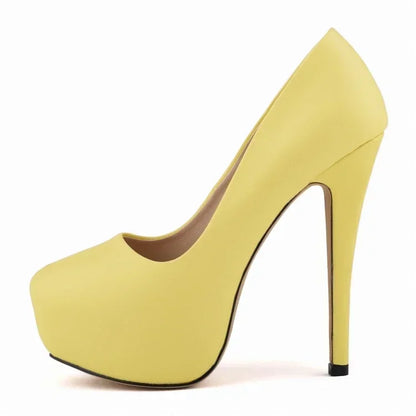 Women Pumps Sexy Stilettos Fashion Super 14cm Round Toes High Heels Platform Casual Thin Party Red Wedding Shoes Plus Size 44