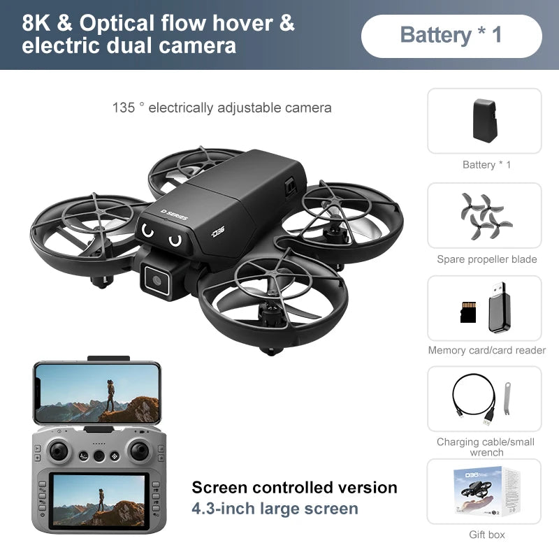 Lenovo D36 Drone 4K HD 8k Triple Camera FPV Brushless Motor Obstacle Avoidance Foldable RC Quadcopter Professional Aerial