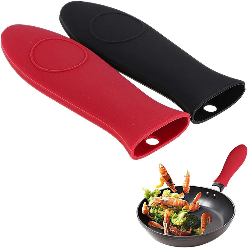 2Pcs Silicone Hot Handle Holder Pan Handle Cover Pan Handle Sleeves Heat Protector Resistant Saucepan Handle Covers For Skillets