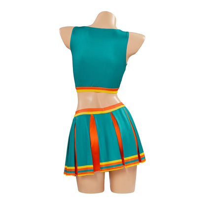 Women Adult Cheerleading Uniform Sexy School Girl Cheerleader Costume Dancing Outfit Sleeveless Crop Top with Mini Pleated Skirt