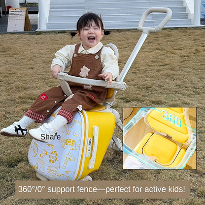 Suitcase for Children can sit and ride 2 in 1 Detachable Trolley Handle 20 inch Kids carrier Suitcase with Seat and Guardrail